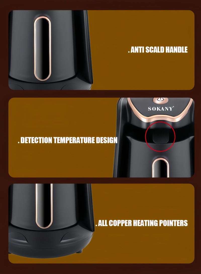سوكاني ماكينة تحضير القهوة التركية بسعة 250 مل باللون الأسود والرمادي - Image 4